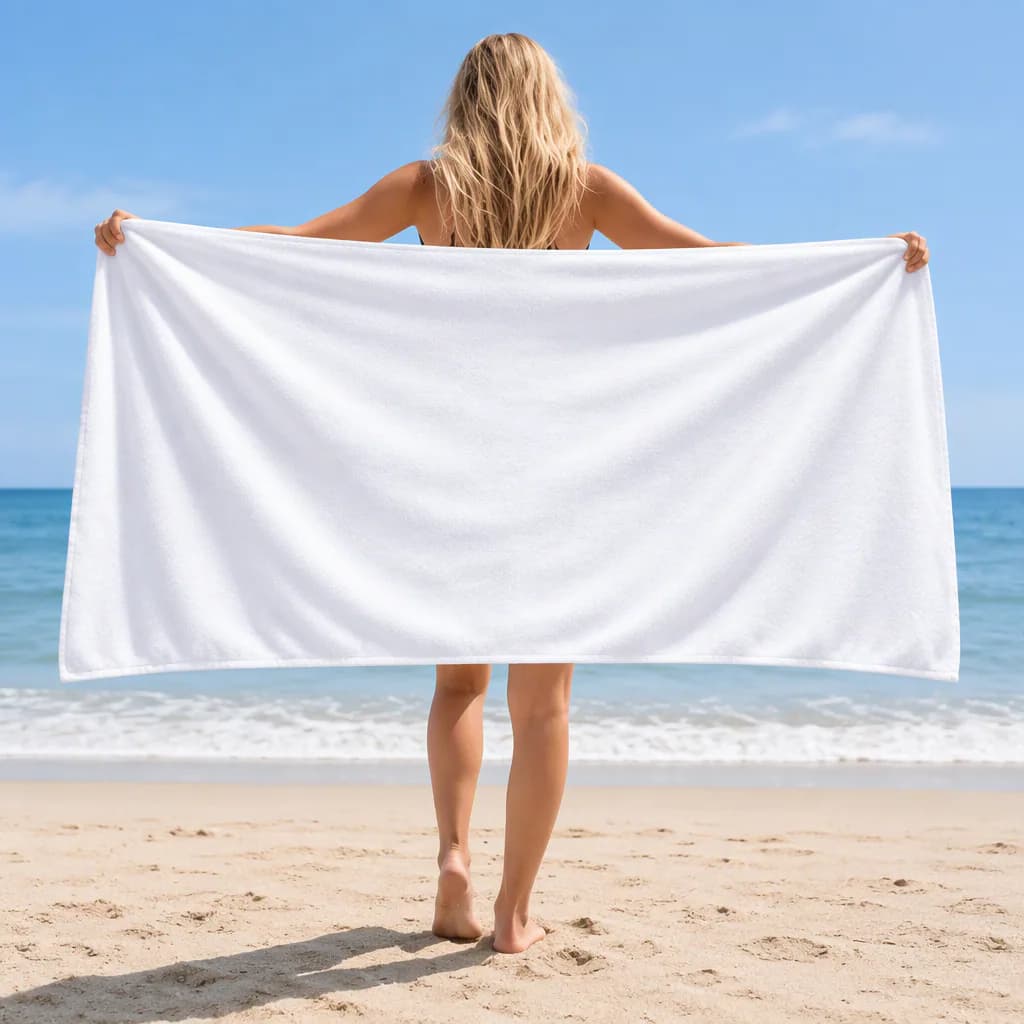Blank Beach Towel Mockup 02